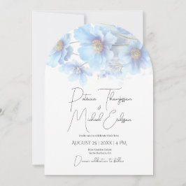 Convites Artistic Handwritten Blue Himalayan Poppy Wedding