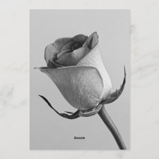 Convites Artistic Minimalist Black and White Rose Bud
