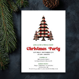 Convites Artistic Red Black Plaid Christmas Tree Invite