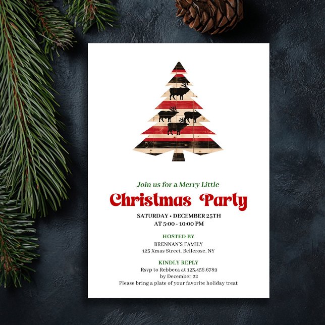 Convites Artistic Red Black Plaid Holiday Gathering Card (Artistic Red Black Plaid Holiday Gathering Card)