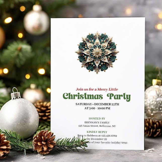 Convites Artistic retro Christmas snowflake party invites (Artistic retro Christmas angel party invitation

)