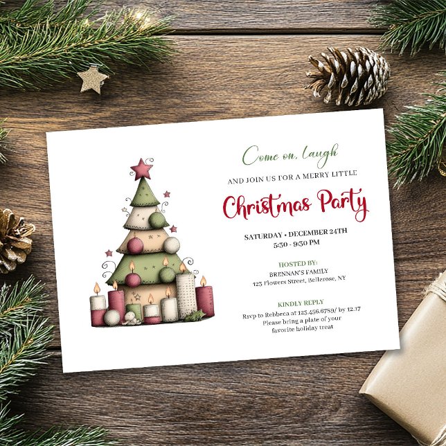 Convites Artistic whimsical Christmas tree party invitation (Artistic whimsical Christmas tree party invitation)
