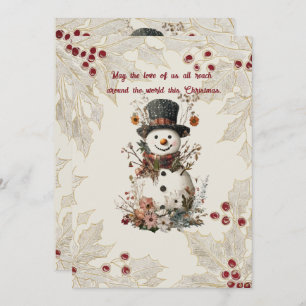 Convites Artístico Aquarela Snowman Beige Floral