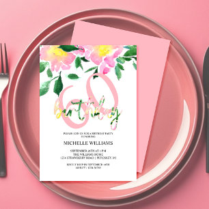 Convites Artístico Verão Floral Aquarela Arte Aniversário