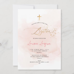 Convites ArtsApp Elegante H2 Lavado Rosa Pálido Batismo