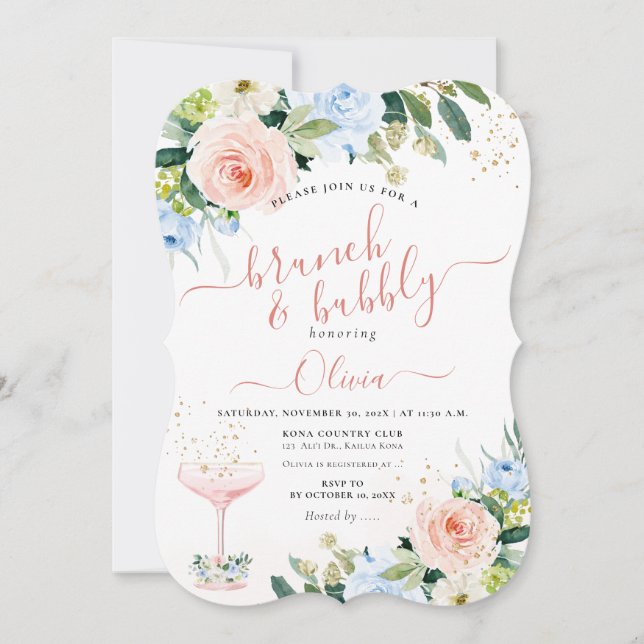 Convites ArtsApp H2 Roses Rosa Esmagadas Brunch (Frente)