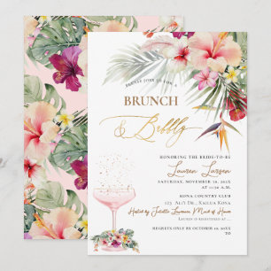 Convites ArtsApp Paraíso Tropical Faux Gold Brunch+Bubbly