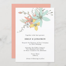 Artsy Pastel Floral Sai do Casamento Teal Coral