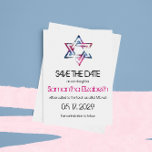 Convites Artsy Star do David Bar Bat Mitzvah salva a data<br><div class="desc">A Estrela de David em tons de rosa e azul em textura artística granulada é impressa nestes cartões salve a data de Bar e Bat Mitzvah. Pelo seu filho ou filha.</div>