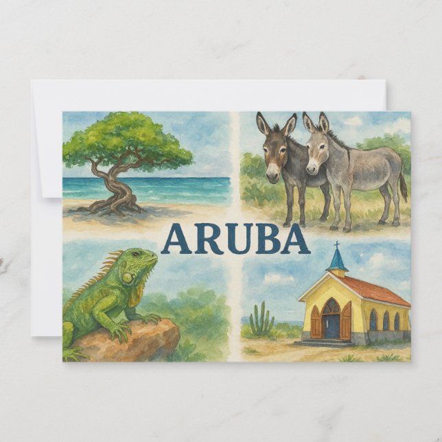 Convites Aruba multiview watercolor (Frente)