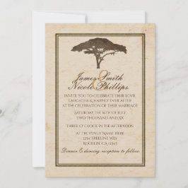 Convites Árvore Acácia Safari Africano Casamento Vintage
