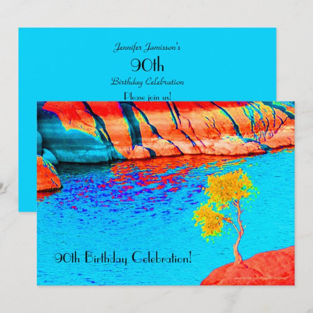 Convites Árvore Amarela de Celebração de Aniversário de 90, (Frente/Verso)