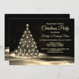 Convites Árvore brilhante Ouro da Festa de Natal Preto