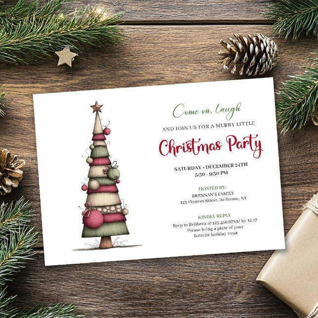 Convites Árvore caprichosa, diversão, celebração moderna de (Whimsical tree fun modern Christmas celebration)