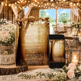 Convites Árvore Country Chic Luzes de Corda Casamento Rústi