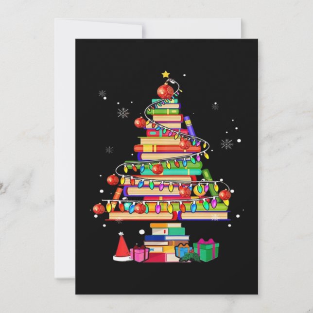 Convites Árvore da Biblioteca de Feliz Natal (Frente)