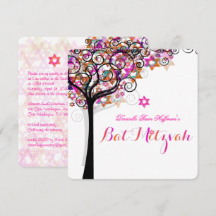 Convites Árvore da Vida Bat Mitzvah/ Fundo de DIY da PixDez