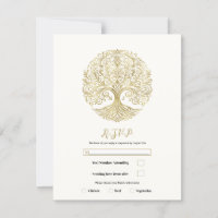 Árvore da Vida Creme Dourado RSVP Casamento Celta