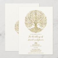 Árvore da Vida Creme e Dourado Casamento Celta