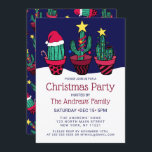 Convites Árvore de Cactus decorada e bonita no Natal<br><div class="desc">Este convite para festas de Natal bonitinho, artístico e divertido é perfeito para o evento festivo e alegre. Apresenta uma ilustração de cacto decorado, vermelho, verde, preto e multicolorido, desenhada à mão; incluindo garland, luzes, ornamentos, cana-de-açúcar, protetor de estrelas, e um chapéu de Papai Noel sobre uma cama de neve...</div>