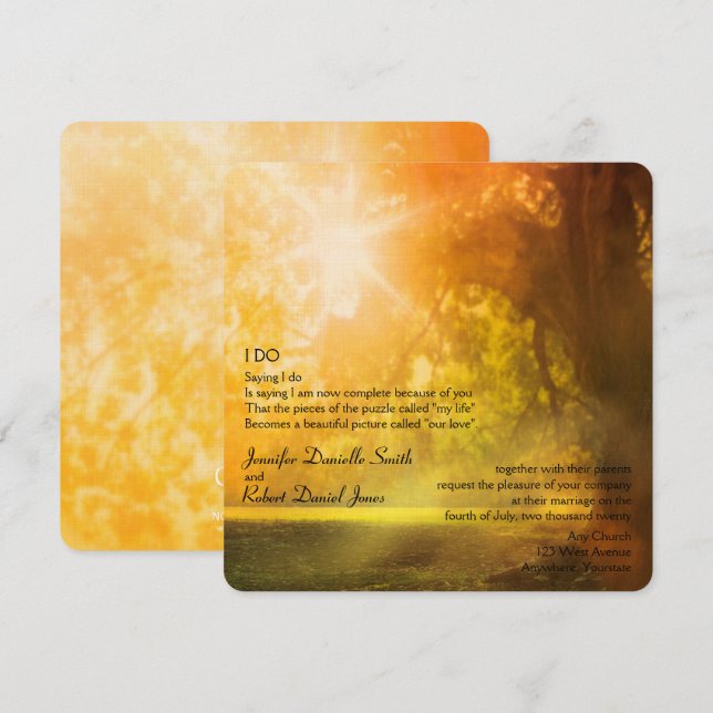 Convites Árvore de Carvalho no Sunset Wedding (Frente/Verso)