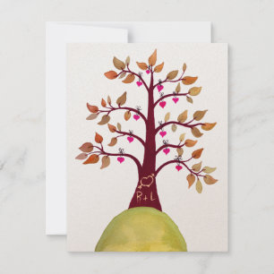 Convites Árvore de Coração de Amor de outono de Casamento q