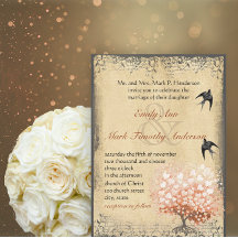 Árvore de Coral Claro Folha de Coração Pássaros Vi