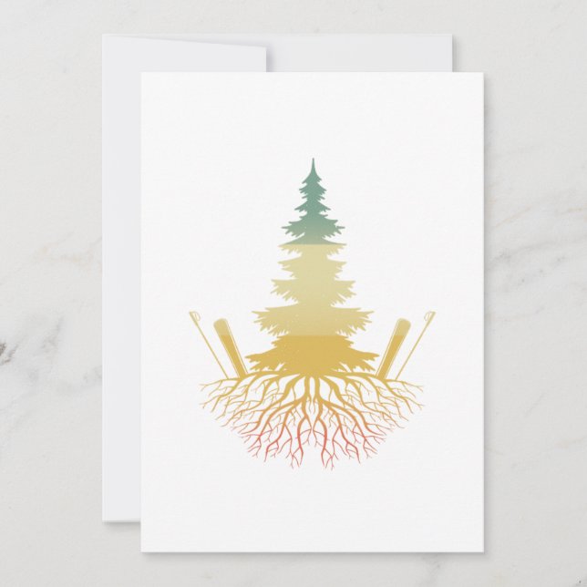 Convites Árvore de esqui Retro Montanhas Desportivas de inv (Frente)