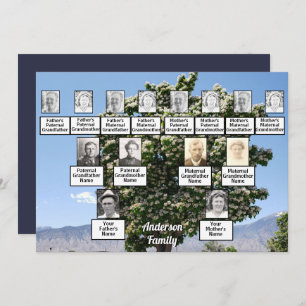 Convites Árvore de geração 3 da Reunião Familiar com Flores