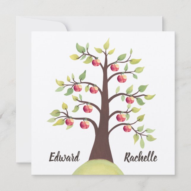 Convites Árvore de Maçã de Casamento do Noivado de outono d (Frente)