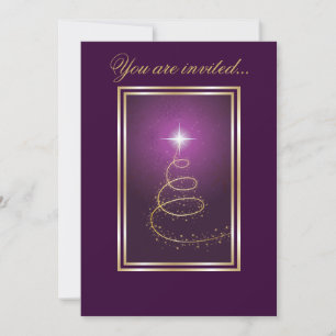 Convites Árvore de Natal abstrata que incandesce roxa