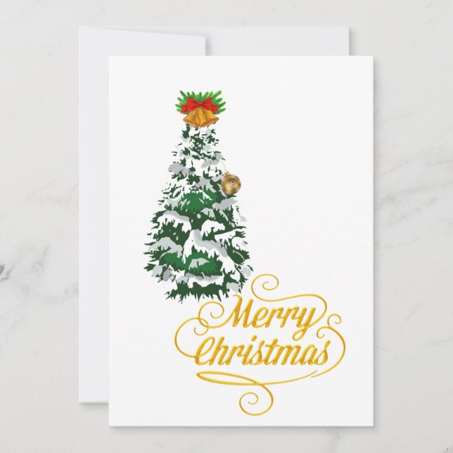 Convites Árvore de Natal Alegre Aquarela Personalizada  (Frente)