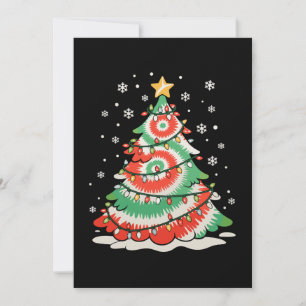 Convites Árvore de Natal Alegre Tie Dye Xmas Vibrações Retr