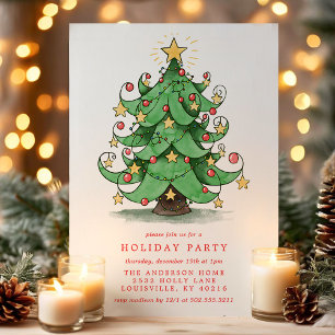 Convites Árvore de Natal Aquarela Festa de Natal Caprichosa