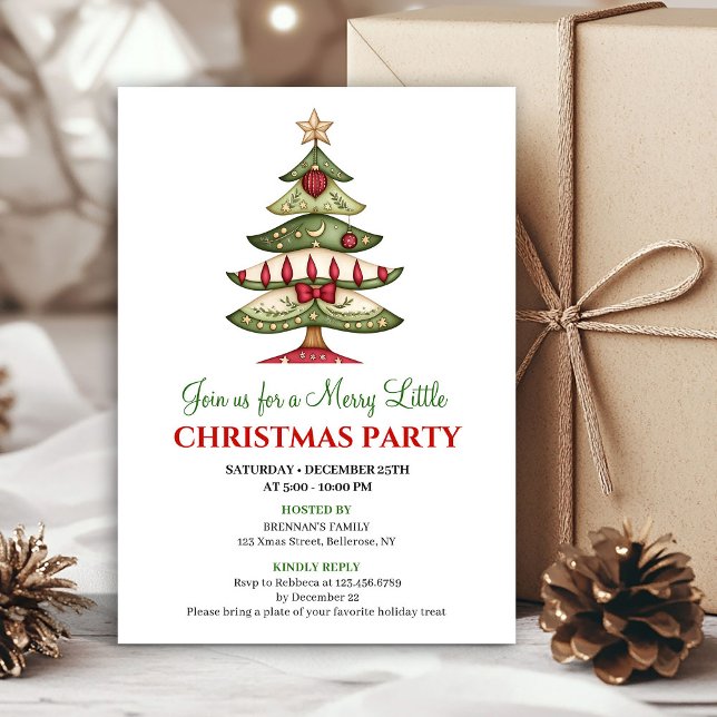Convites Árvore de Natal artística clássica festa de Natal (Classic artistic Christmas tree Christmas party)