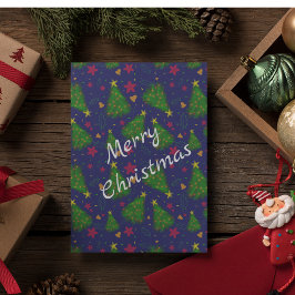 Convites Árvore de Natal azul com sinos e flores vermelhas