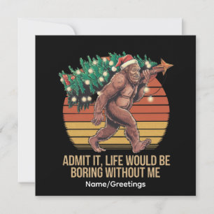 Convites Árvore de Natal Bigfoot Divertida Entardecer Retrô