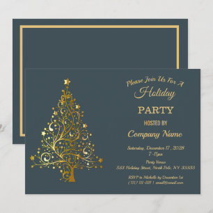 Convites Árvore de Natal Black Gold Festa de Natal Corporat