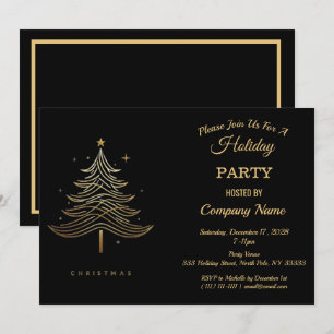 Convites Árvore de Natal Black Gold Festa de Natal Corporat
