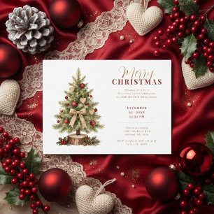 Convites Árvore de Natal Botânica Encantadora com Frutas Ve
