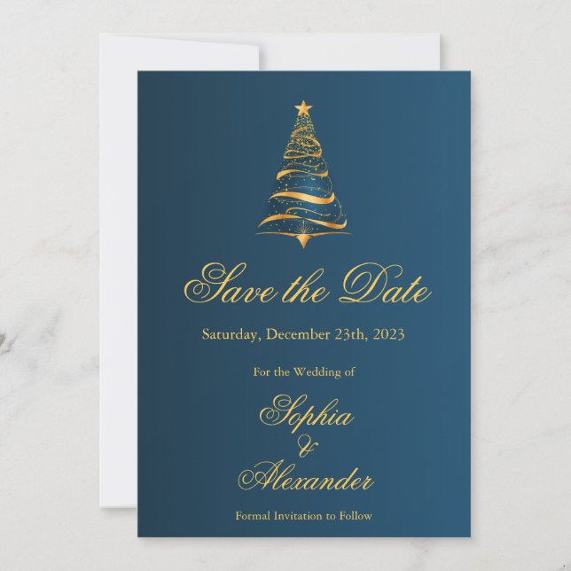Convites Árvore de Natal Chic e Elegante para Casamento Sav (Frente)