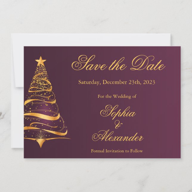 Convites Árvore de Natal Chic e Elegante para Casamento Sav (Frente)