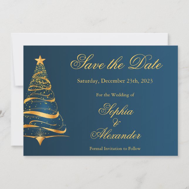 Convites Árvore de Natal Chic Elegante Casamento Salve a Da (Frente)