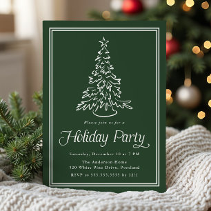 Convites Árvore de Natal Clássica Verde de Floresta Festa d