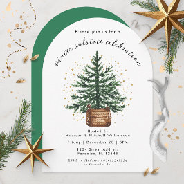 Convites Árvore de Natal com Aquarela Moderna Minimalista S