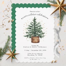 Convites Árvore de Natal com Aquarela Moderna Minimalista S