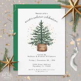 Convites Árvore de Natal com Aquarela Moderna Minimalista S