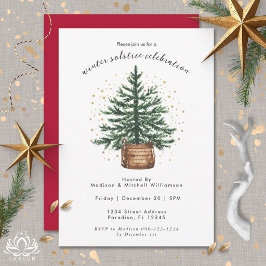 Convites Árvore de Natal com Aquarela Moderna Minimalista S