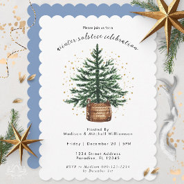 Convites Árvore de Natal com Aquarela Moderna Minimalista S