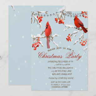 Convites Árvore de Natal com Cardinals Vermelhos Fofos na N